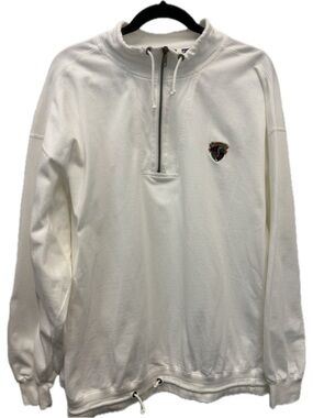 Vintage Rare Gant Rough Weather 1/4 Zip Nautical White Cotton Sweatshirt w/ Logo